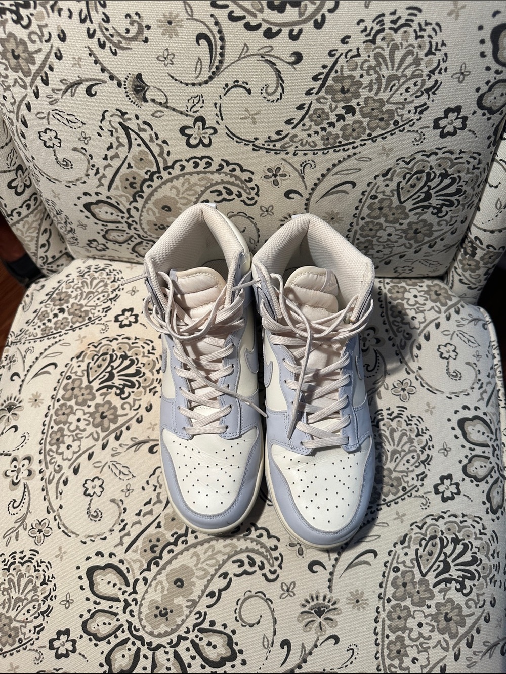 White and Light Gray High-Top Women's Sneakers